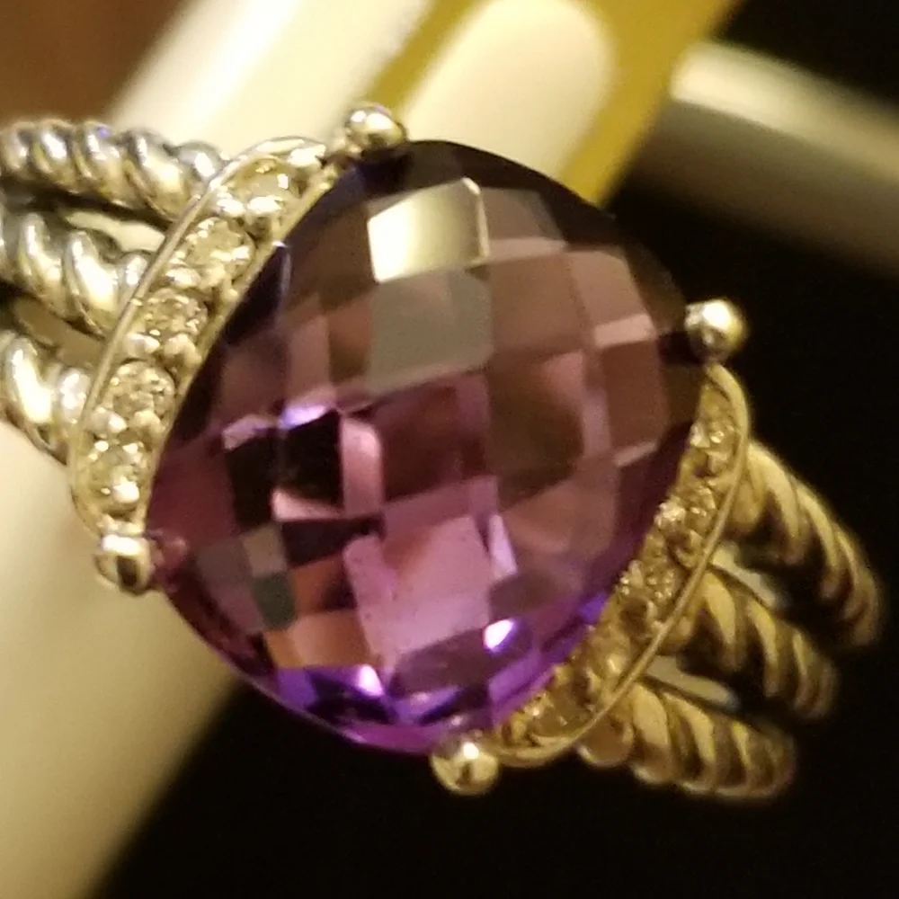David Yurman Purple Amethyst Wheaton Petite Ring Size 7 - Picture 7 of 16